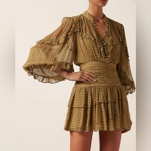 ELEONORA RUCHED FRILL MINI DRESS Shona Joy